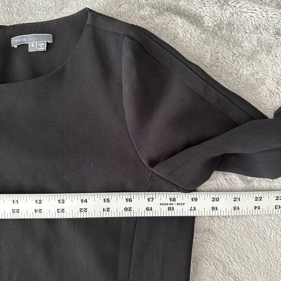 Vince Lined Black Shift Dress 3/4 Sleeves Women's size 8 Modest Scoop Neck - Picture 5 of 7